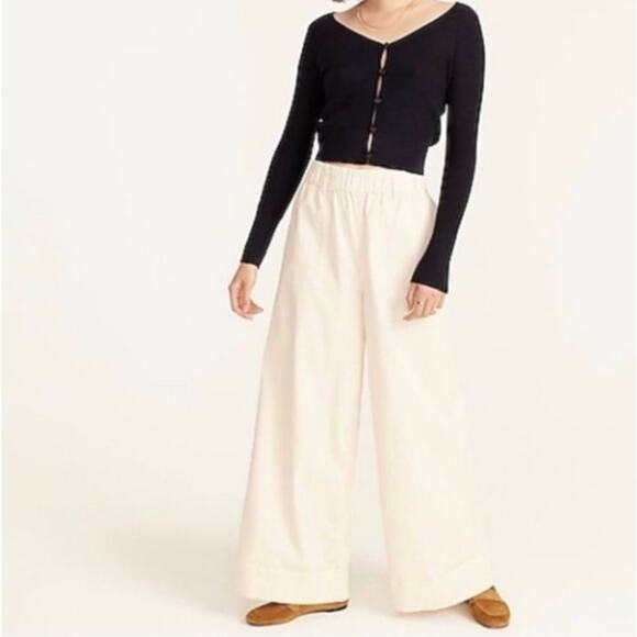 J. CREW Astrid Wide Leg Chino Pant Ivory Cream Sz M {EE29} - Picture 1 of 6